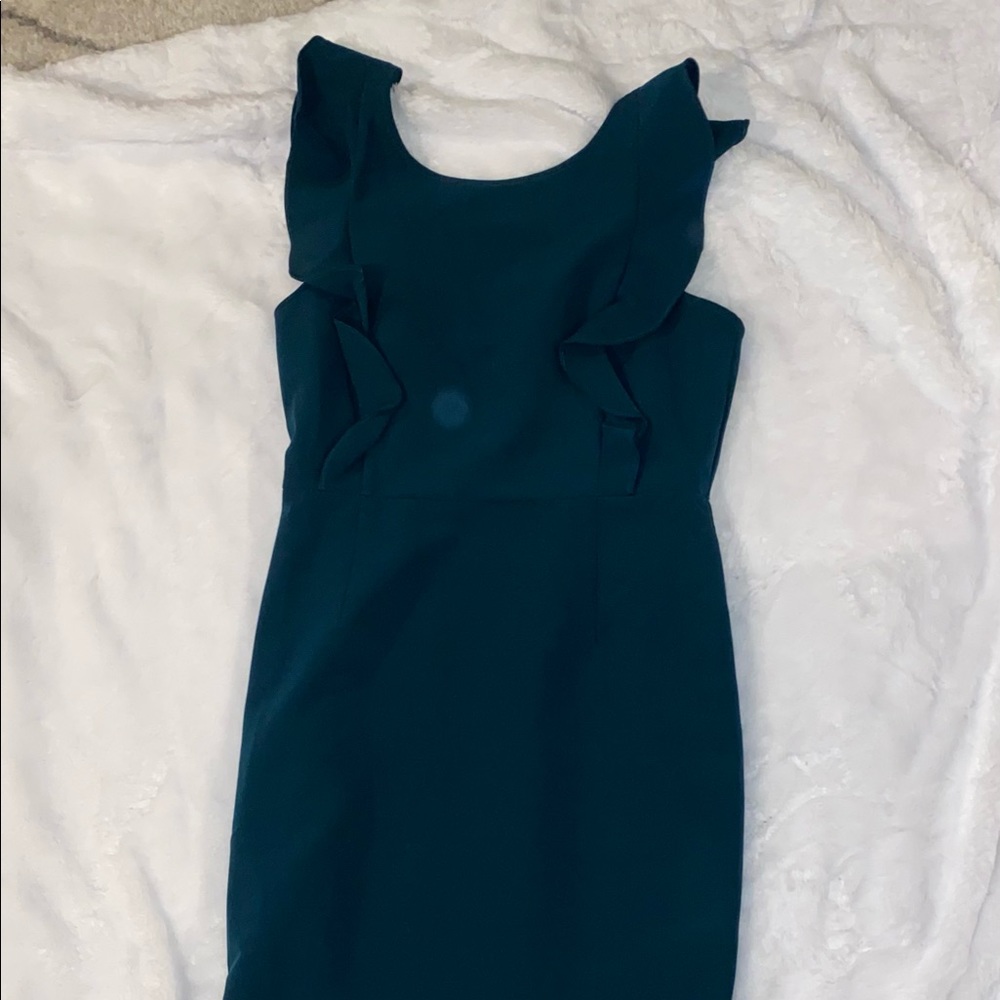 Lulu fit and flare emerald dress
